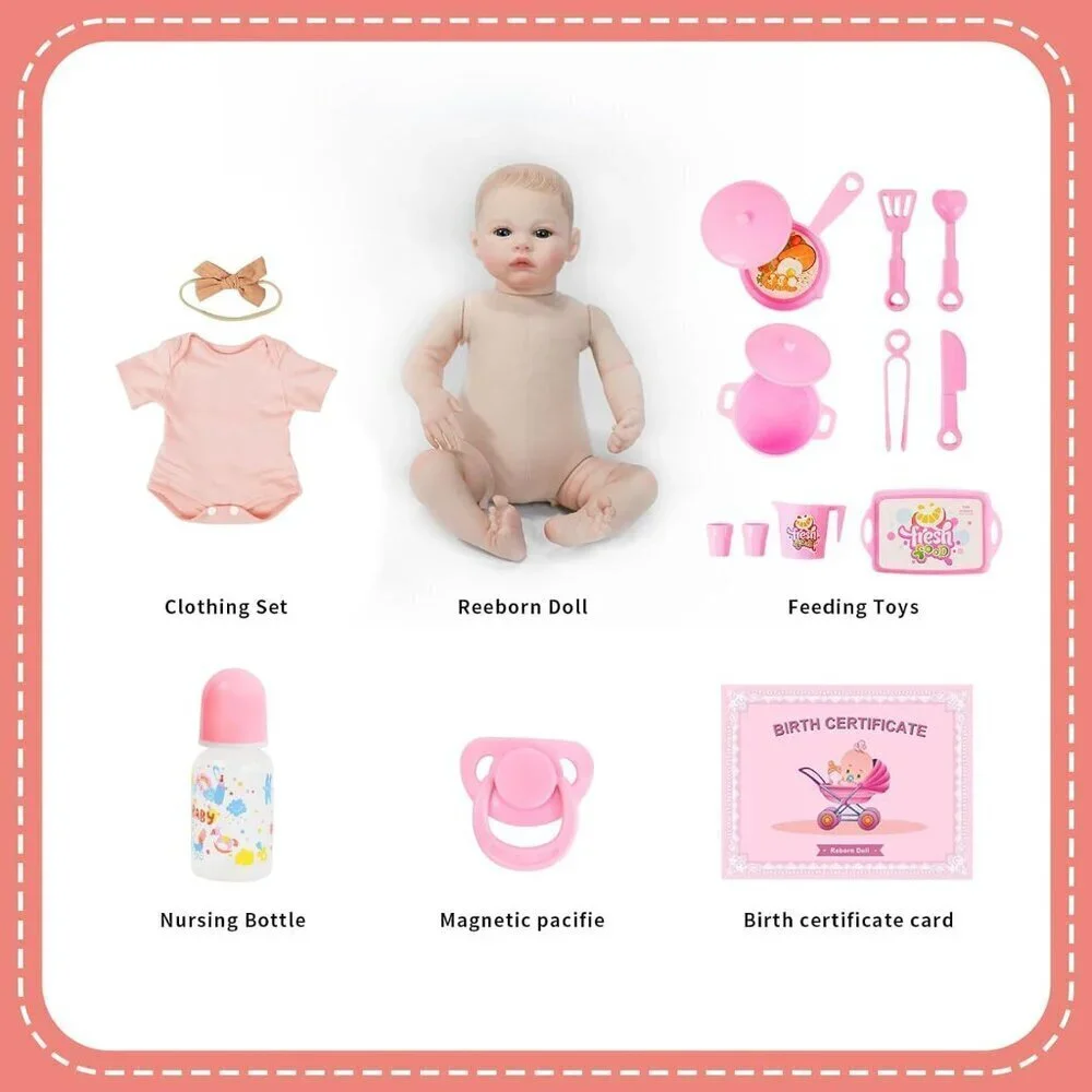 🆕18inch Realistic Full Vinyl Body Newborn Baby Dolls Girl Doll With Accessories